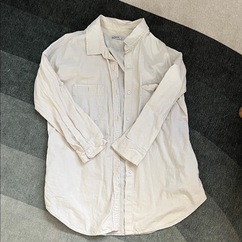 GAP Men's Cream Button-Down Shirt